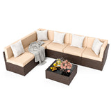 Pamapic Rattan Outdoor Sectional Couch Set  (7 Pieces)