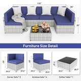 Pamapic Rattan Outdoor Sectional Couch Set  (7 Pieces)