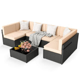 Pamapic Rattan Outdoor Sectional Couch Set  (7 Pieces)
