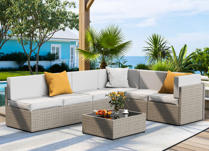 Pamapic Rattan Outdoor Sectional Couch Set  (7 Pieces) Pamapic