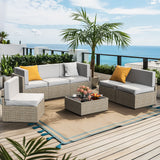 Pamapic Rattan Outdoor Sectional Couch Set  (7 Pieces)