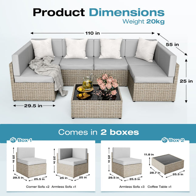 Pamapic Rattan Outdoor Sectional Couch Set 