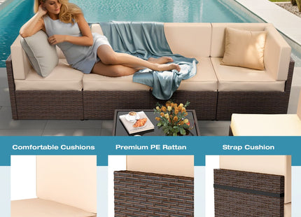 Pamapic Rattan Outdoor Sectional Couch Set  (7 Pieces) Pamapic