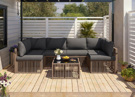 Pamapic Wicker Outdoor Sectional Sofa Pamapic