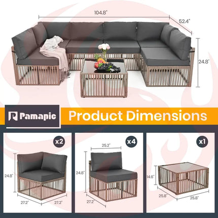 Pamapic Wicker Outdoor Sectional Sofa Pamapic