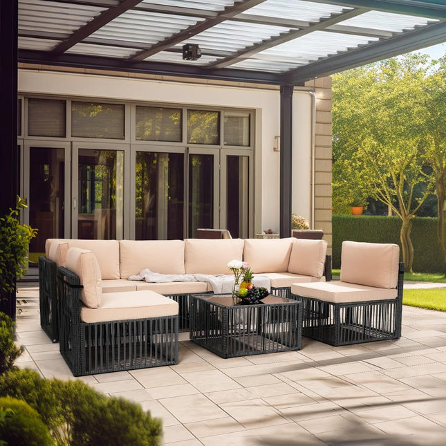 Pamapic Wicker Outdoor Sectional Sofa Pamapic