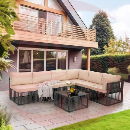 Pamapic Wicker Outdoor Sectional Sofa Pamapic