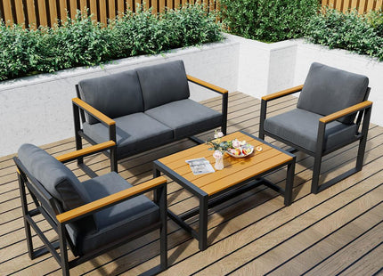 Pamapic 4 Pieces Modern Patio Conversation Sets with Cushion Pamapic