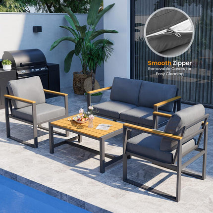 Pamapic 4 Pieces Modern Patio Conversation Sets with Cushion Pamapic