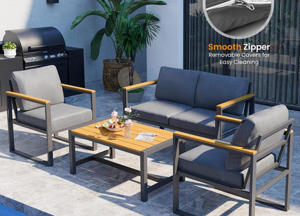 Pamapic 4 Pieces Modern Patio Conversation Sets with Cushion Pamapic