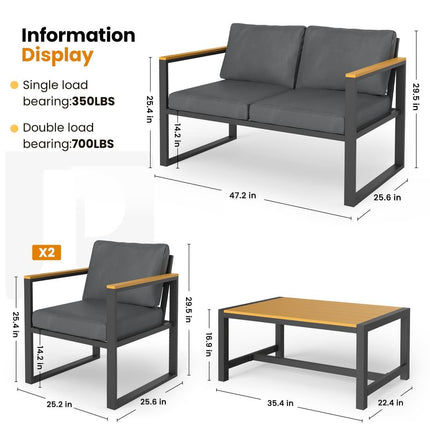 Pamapic 4 Pieces Modern Patio Conversation Sets with Cushion Pamapic