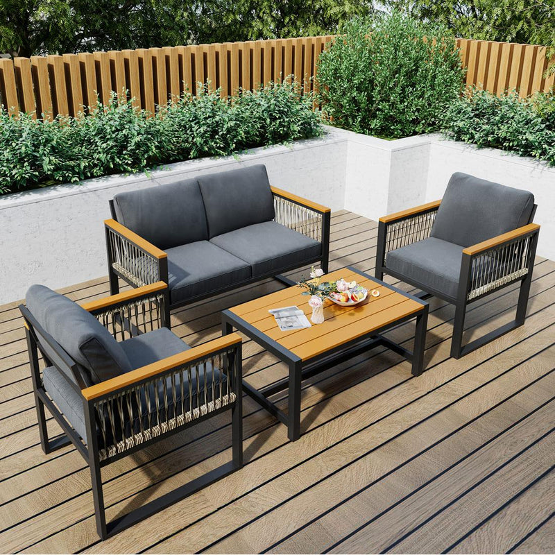 Pamapic 4 Pieces Modern Patio Conversation Sets with Cushion