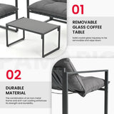 Pamapic 4 Pieces Metal Frame Patio Conversation Set with Cushion