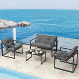 Pamapic 4 Pieces Metal Frame Patio Conversation Set with Cushion