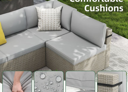 Pamapic Rattan Outdoor Sectional Couch Set  (7 Pieces) Pamapic