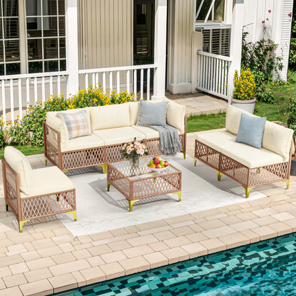 Axis 70.2" Boho Outdoor Sectional Set, 7-Piece Pamapic