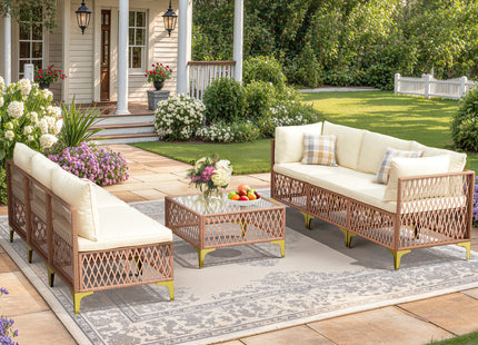 Axis 70.2" Boho Outdoor Sectional Set, 7-Piece Pamapic