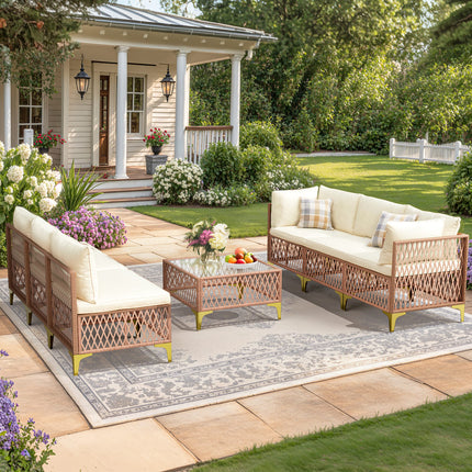 Axis 70.2" Boho Outdoor Sectional Set, 7-Piece Pamapic