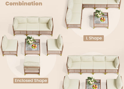 Axis 70.2" Boho Outdoor Sectional Set, 7-Piece Pamapic