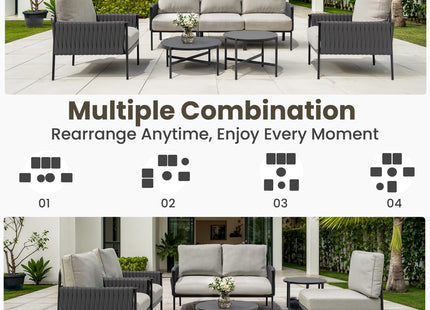 Axis Woven Rope Outdoor Sectional Set, 7-Piece Pamapic