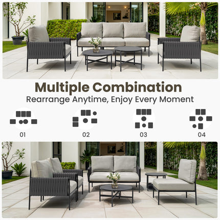Axis Woven Rope Outdoor Sectional Set, 7-Piece Pamapic