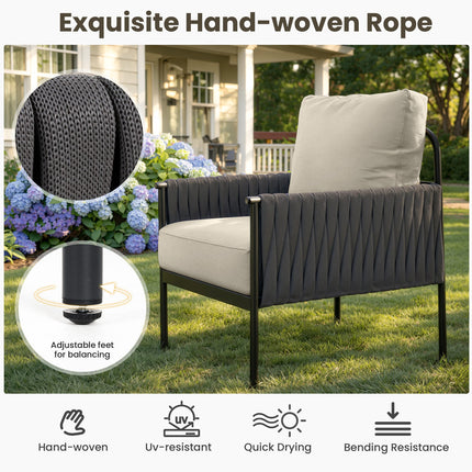 Axis Woven Rope Outdoor Sectional Set, 7-Piece Pamapic