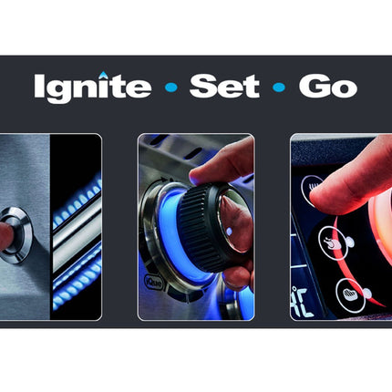 Broil King 9 3/4-Foot Outdoor Kitchen Island with Imperial QS 690i 6-Burner Gas Grill, Rotisserie, Side Burner, Refrigerator & iQue™ Technology Control