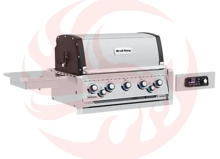 Broil King 111 x 70-Inch Outdoor Kitchen Island with Imperial QS 590i 5-Burner Gas Grill, Rotisserie, Side Burner, Refrigerator & iQue™ Technology Control - Phoenix Fire Art Store