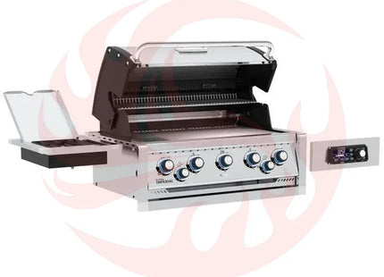 Broil King 111 x 70-Inch Outdoor Kitchen Island with Imperial QS 590i 5-Burner Gas Grill, Rotisserie, Side Burner, Refrigerator & iQue™ Technology Control - Phoenix Fire Art Store