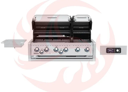 Broil King 118 x 70-Inch Outdoor Kitchen Island with Imperial QS 690i 6-Burner Gas Grill, Rotisserie, Side Burner, Refrigerator & iQue™ Technology Control - Phoenix Fire Art Store
