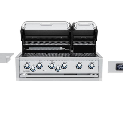 Broil King 118 x 70-Inch Outdoor Kitchen Island with Imperial QS 690i 6-Burner Gas Grill, Rotisserie, Side Burner, Refrigerator & iQue™ Technology Control