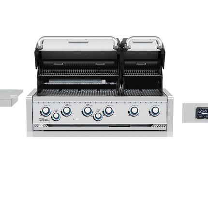 Broil King 70 x 118-Inch Outdoor Kitchen Island with Imperial QS 690i 6-Burner Gas Grill, Rotisserie, Side Burner, Refrigerator & iQue™ Technology Control