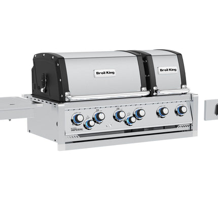 Broil King 9 3/4-Foot Outdoor Kitchen Island with Imperial QS 690i 6-Burner Gas Grill, Rotisserie, Side Burner, Refrigerator & iQue™ Technology Control