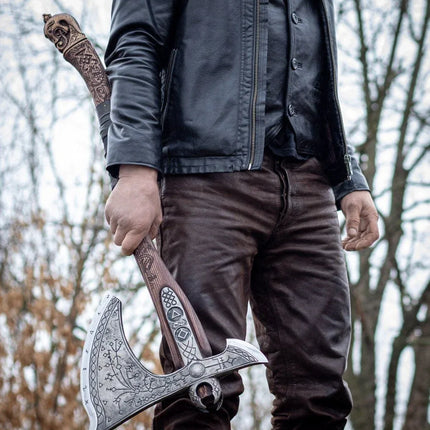 Real Leviathan axe with Glow-in-the-Dark Runes - Phoenix Fire Art Store