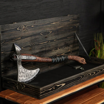 Real Leviathan axe with Glow-in-the-Dark Runes - Phoenix Fire Art Store