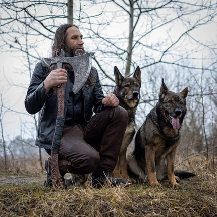 Real Leviathan axe with Glow-in-the-Dark Runes - Phoenix Fire Art Store