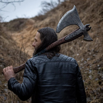 Real Leviathan axe with Glow-in-the-Dark Runes - Phoenix Fire Art Store