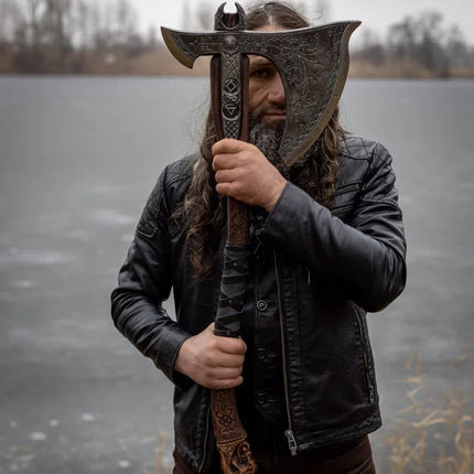 Real Leviathan axe with Glow-in-the-Dark Runes - Phoenix Fire Art Store