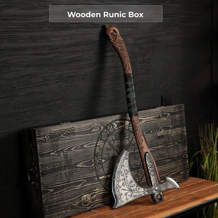 Real Leviathan axe with Glow-in-the-Dark Runes - Phoenix Fire Art Store