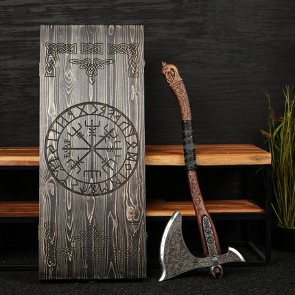 Real Leviathan axe with Glow-in-the-Dark Runes - Phoenix Fire Art Store