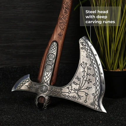 Real Leviathan axe with Glow-in-the-Dark Runes - Phoenix Fire Art Store