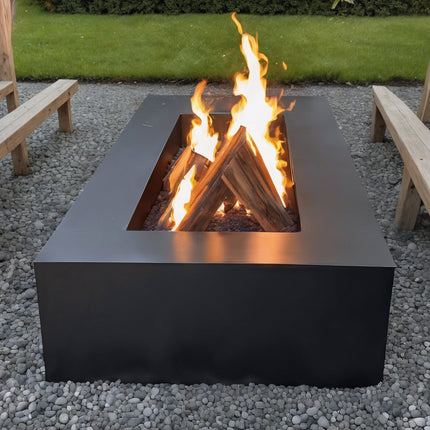 Rectangular Steel Fire Pit - Backyard Bonfire Beast
