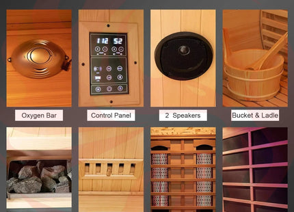 Rövia Aurora 3-Person Indoor Hybrid Sauna Room With Infrared And 4.5KW Steam Heaters (SAK41592) - Phoenix Fire Art Store