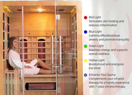 Rövia Aurora 3-Person Indoor Hybrid Sauna Room With Infrared And 4.5KW Steam Heaters (SAK41592) - Phoenix Fire Art Store