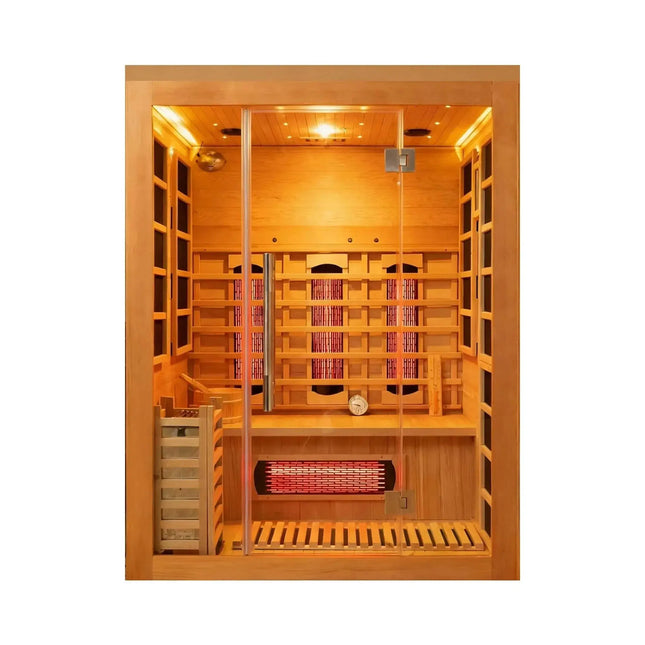Rövia Aurora 3-Person Indoor Hybrid Sauna Room With Infrared And 4.5KW Steam Heaters (SAK41592) - Phoenix Fire Art Store