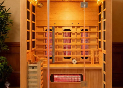 Rövia Aurora 3-Person Indoor Hybrid Sauna Room With Infrared And 4.5KW Steam Heaters (SAK41592) - Phoenix Fire Art Store