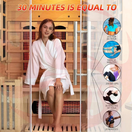 Rövia Aurora 3-Person Indoor Hybrid Sauna Room With Infrared And 4.5KW Steam Heaters (SAK41592) - Phoenix Fire Art Store