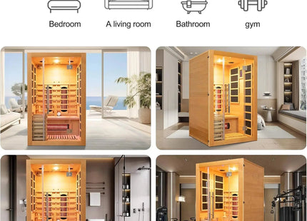 Rövia Aurora 3-Person Indoor Hybrid Sauna Room With Infrared And 4.5KW Steam Heaters (SAK41592) - Phoenix Fire Art Store