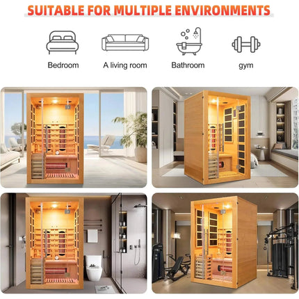 Rövia Aurora 3-Person Indoor Hybrid Sauna Room With Infrared And 4.5KW Steam Heaters (SAK41592) - Phoenix Fire Art Store