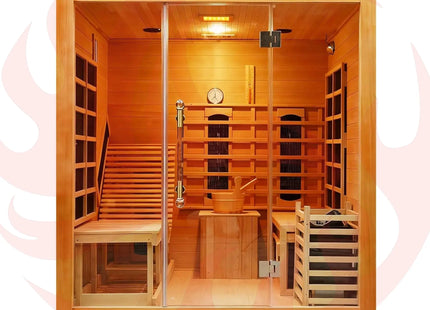 Rövia Oasis 3-Person Indoor Hybrid Sauna Room With Built-In Lounge Chair (SAK35182) - Phoenix Fire Art Store